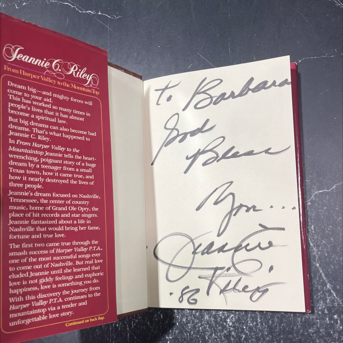 SIGNED from harper valley to the mountain top book, by jeannie c. riley with jamie buckingham, 1981 Hardcover image 4