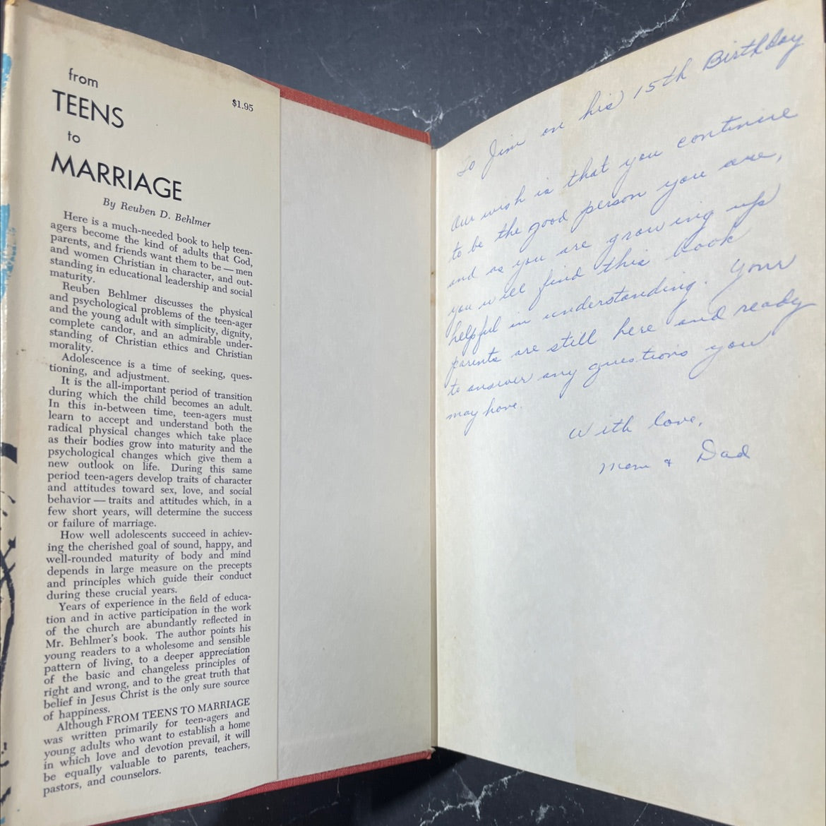 from teens to marriage book, by reuben d. behlmer, 1960 Hardcover image 4