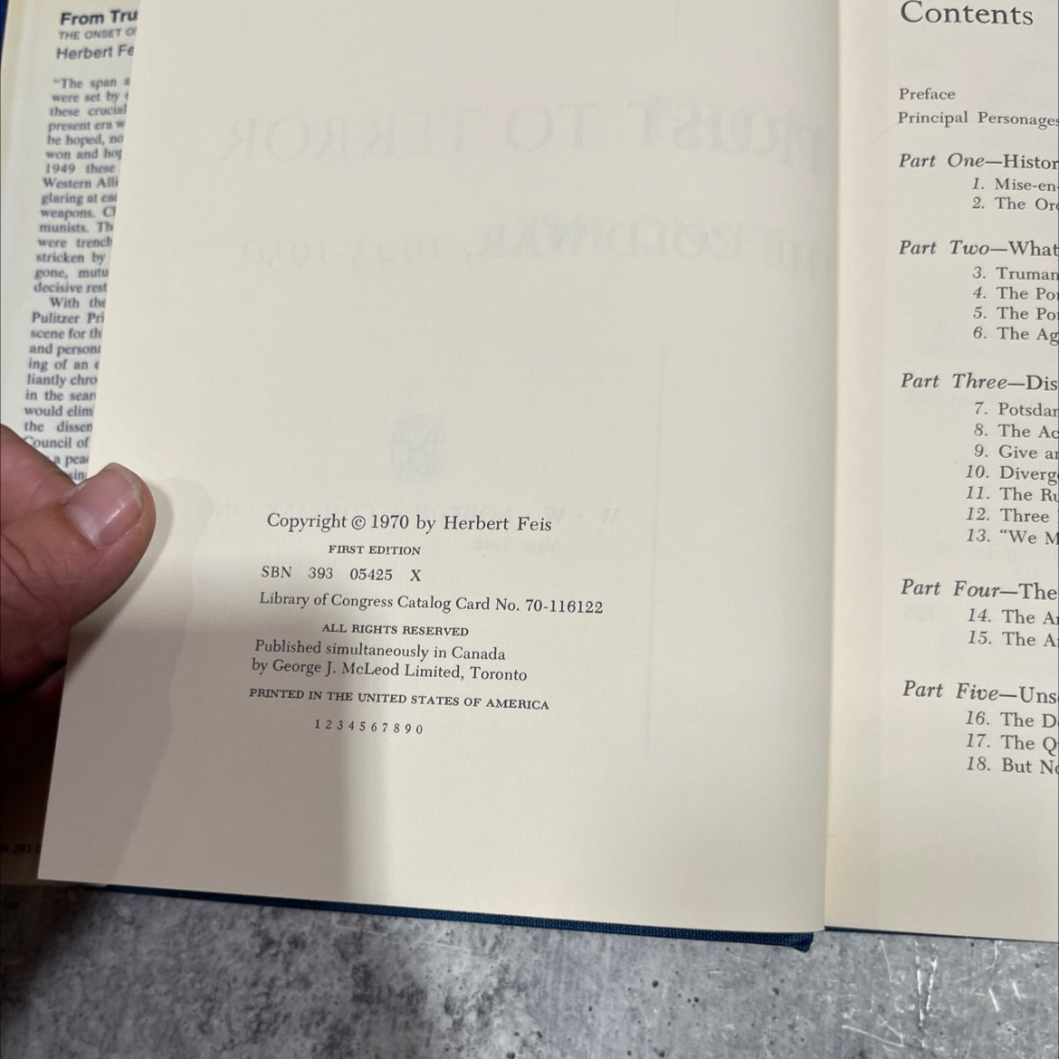 from the onset of trust to terror the cold war, 1945-1950 book, by herbert feis, 1970 Hardcover image 3