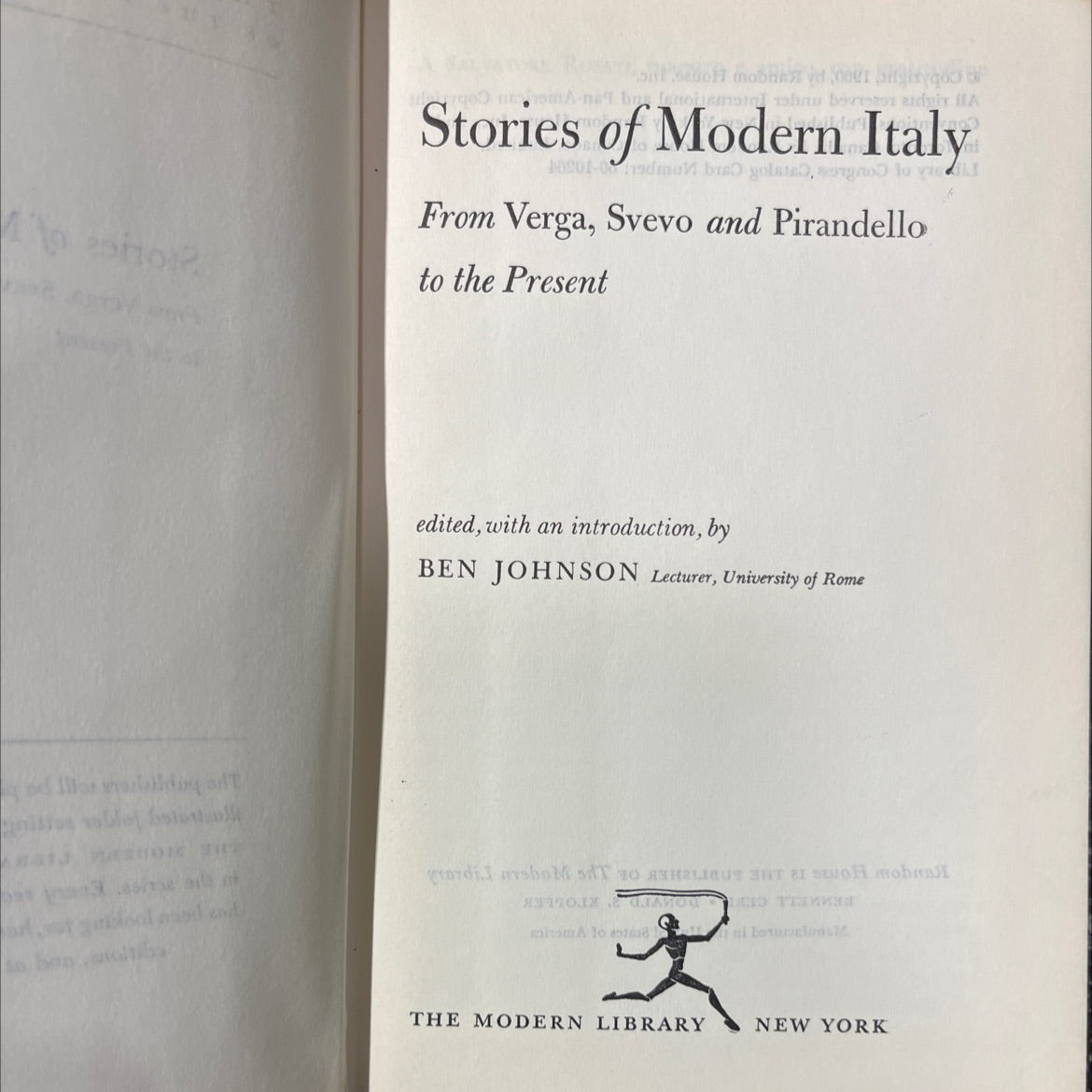 from verga, svevo and pirandello to the present book, by ben johnson, 1960 Hardcover image 2