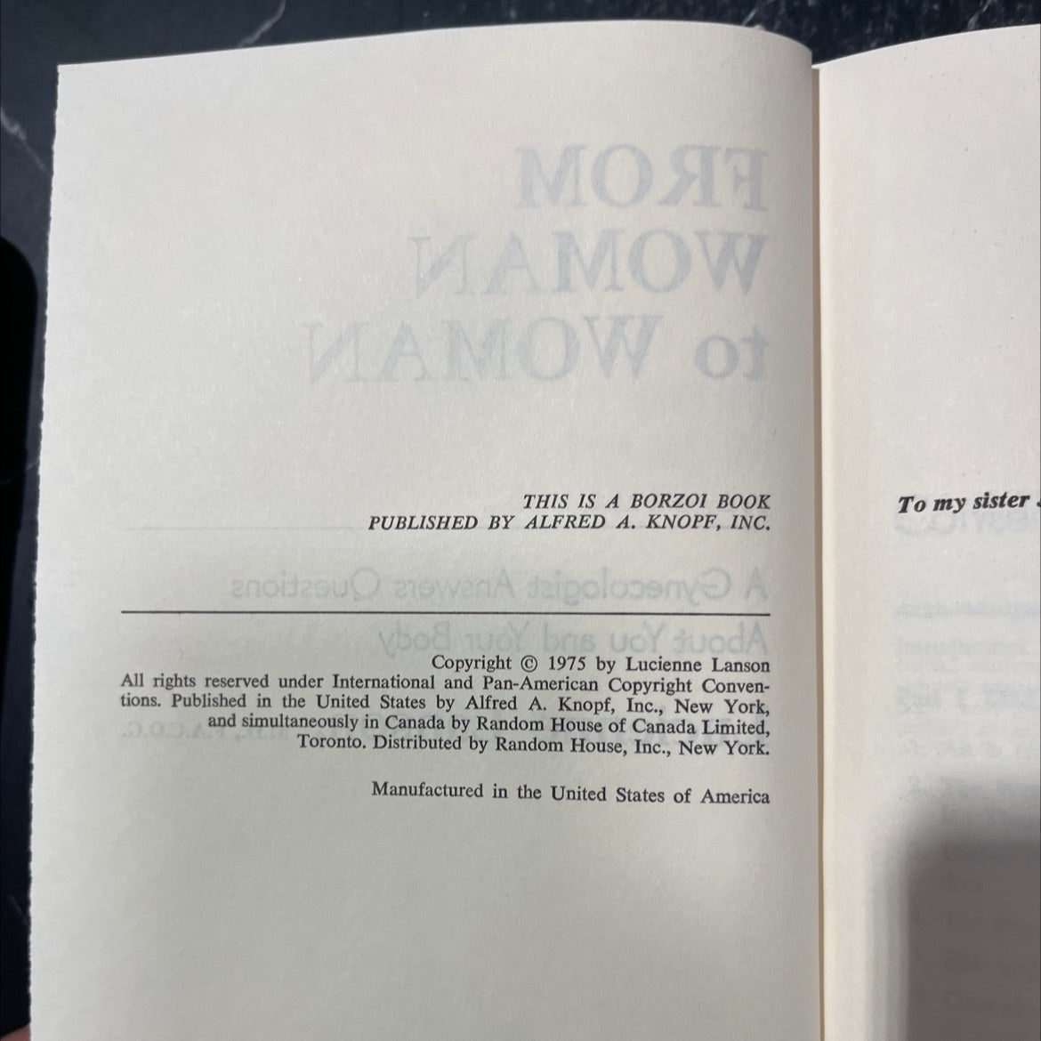 from woman to woman a gynecologist answers questions about you and your body book, by Lucienne Lanson, M.D., image 3