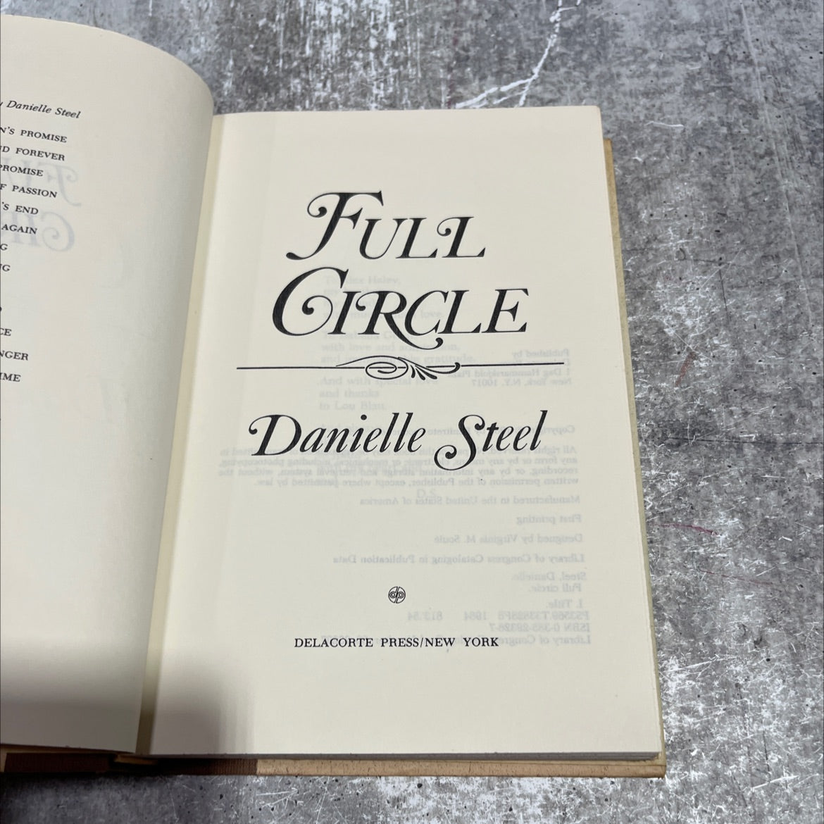 full circle book, by danielle steel, 1984 Hardcover image 2