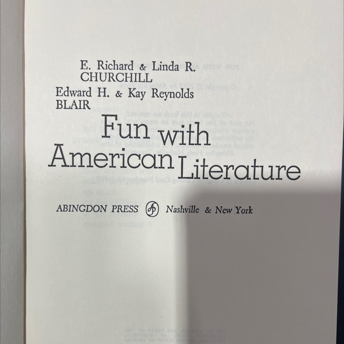 fun with american literature book, by e. richard & linda r. churchill, edward h. & kay reynolds blair, 1968 Hardcover image 2
