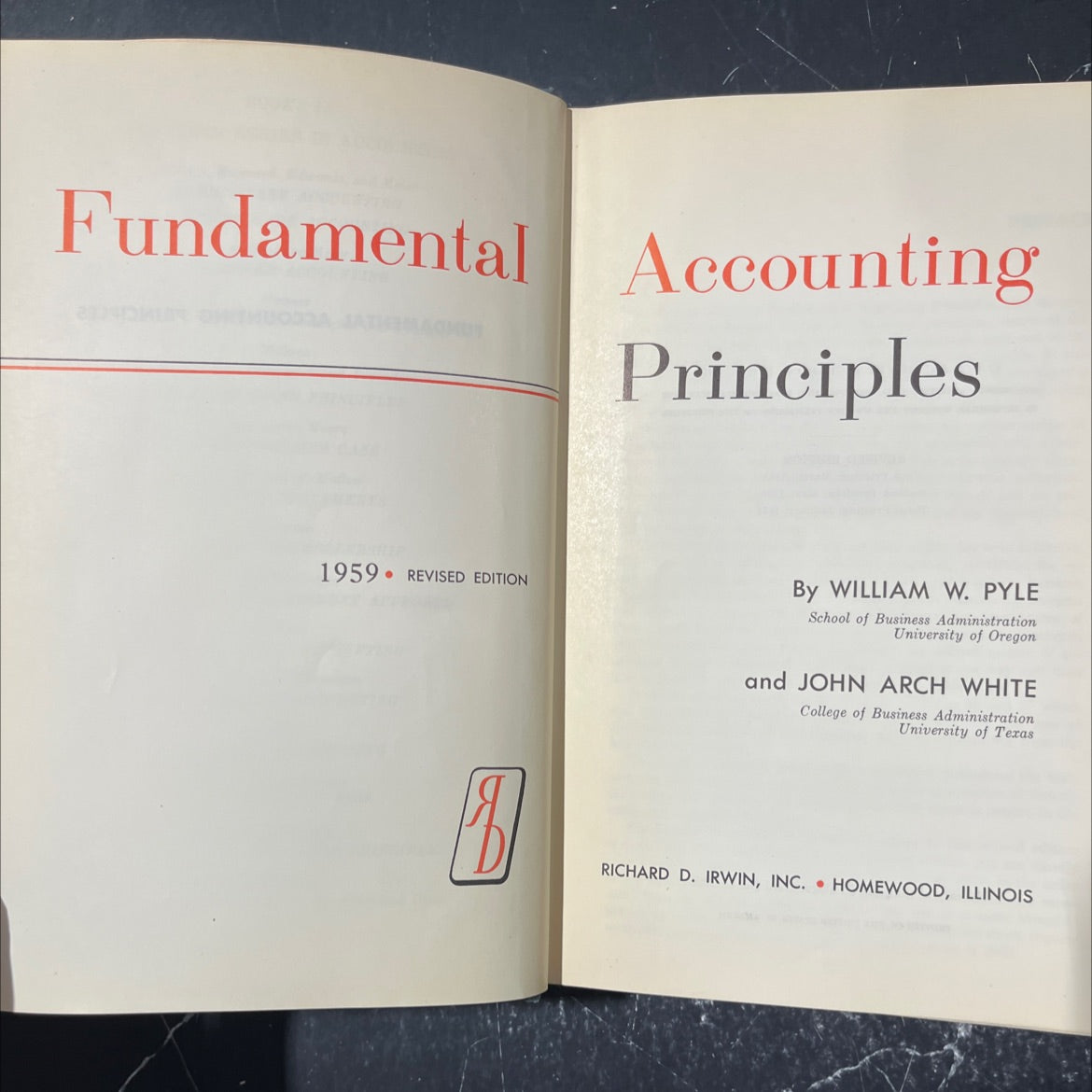 fundamental accounting principles book, by william w. pyle, john arch white, 1959 Hardcover image 2