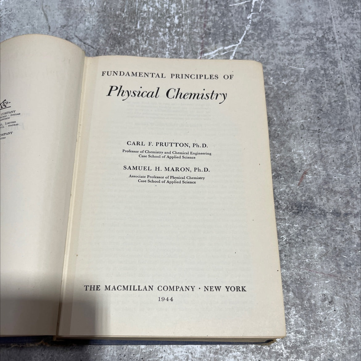 fundamental principles of physical chemistry book, by carl f. prutton, samuel h. maron, 1944 Hardcover image 2