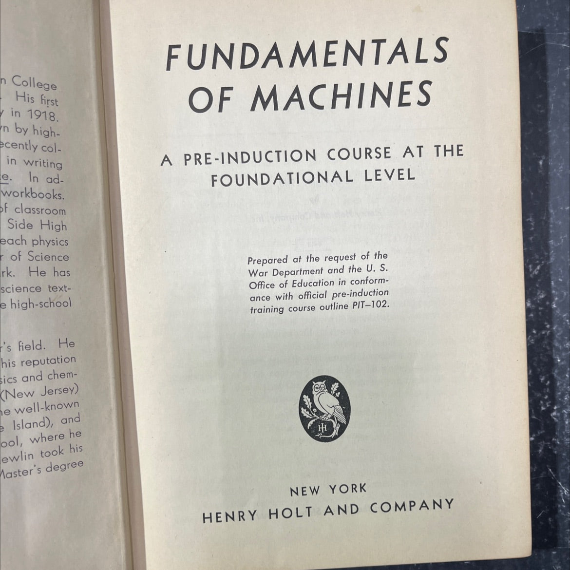 fundamentals of machines a pre-induction course at the foundational level book, by unknown, 1943 Hardcover image 2