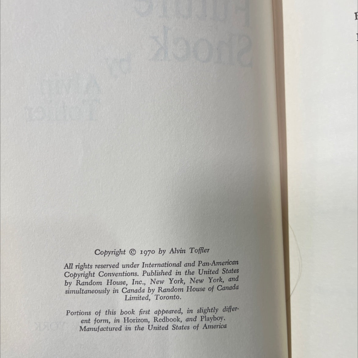 future shock book, by alvin toffler, 1970 Hardcover image 3