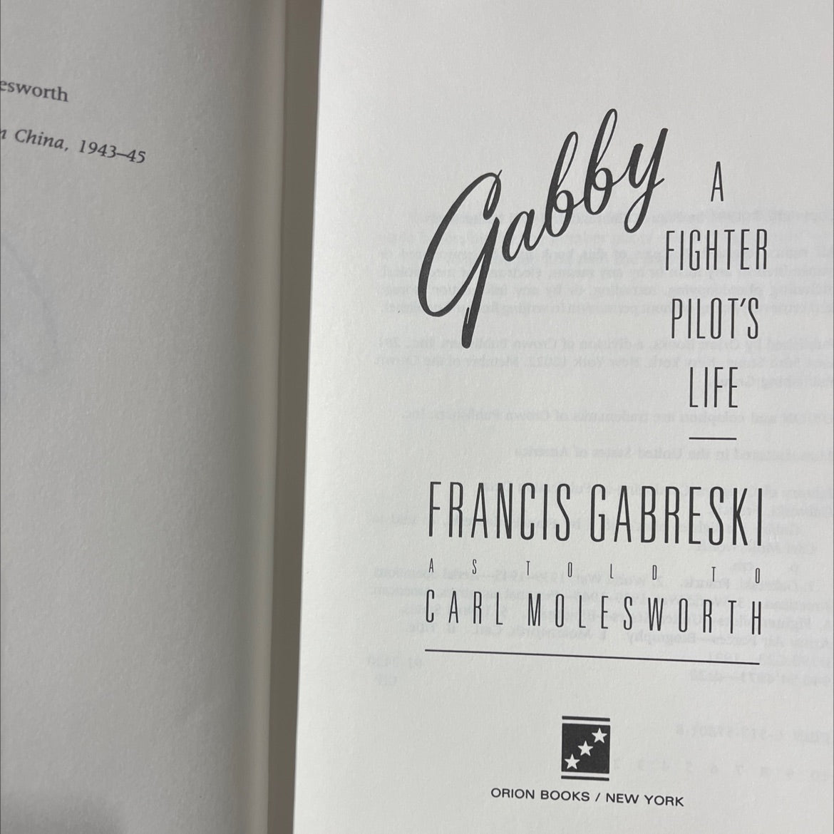 SIGNED gabby a fighter pilot's life book, by Francis Gabreski, 1991 Hardcover, First Edition image 2