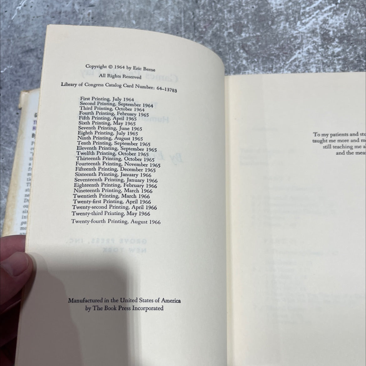 games people play the psychology of human relationships book, by eric berne, m.d., 1966 Hardcover image 3