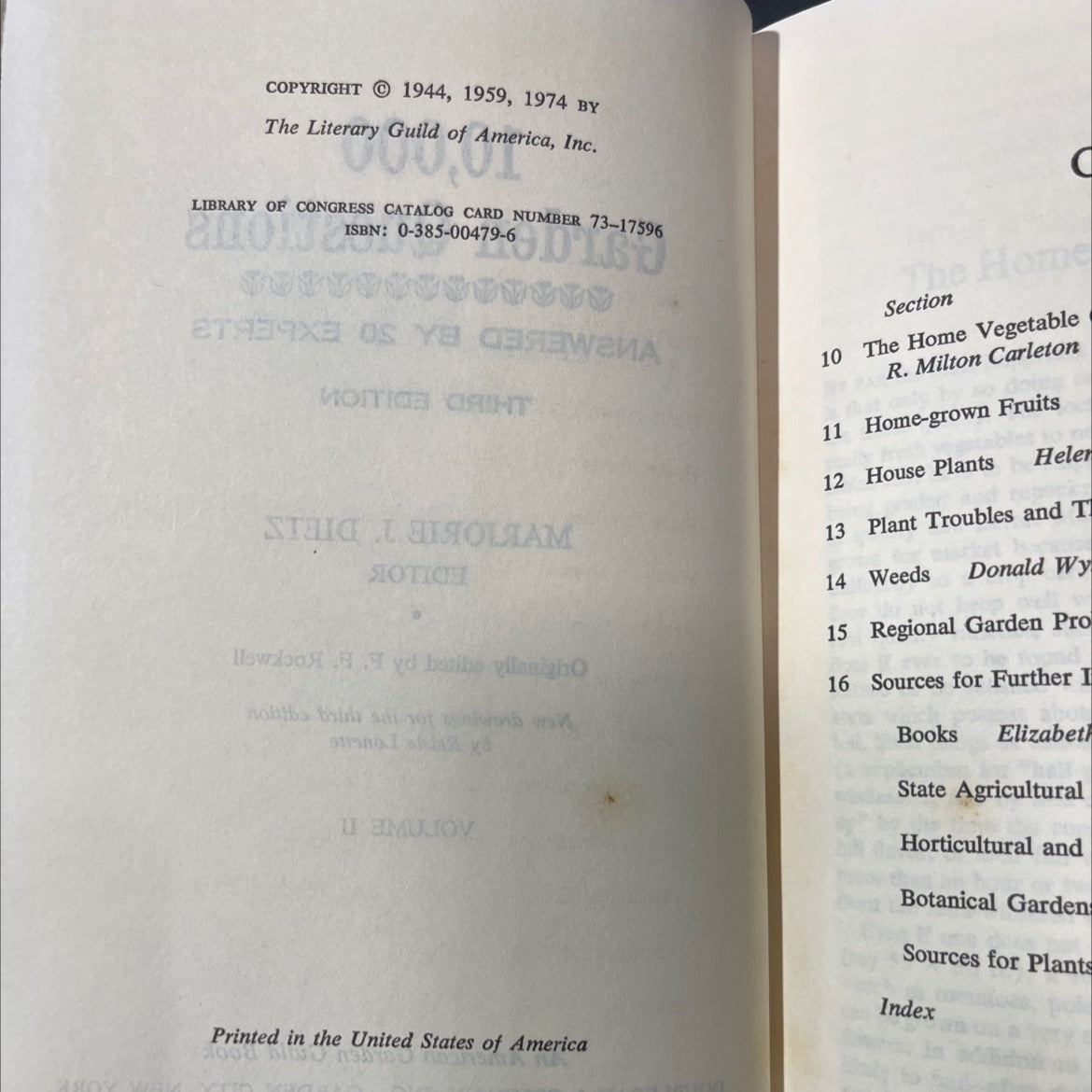 garden questions answered by 20 experts third edition book, by Marjorie J. Dietz, 1974 Hardcover image 3