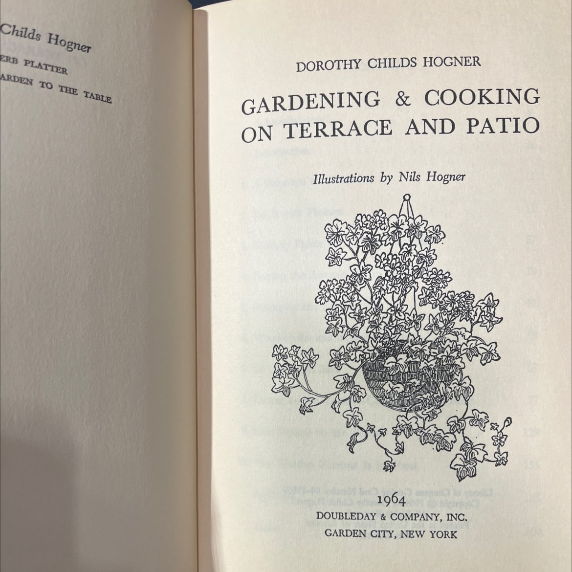 gardening & cooking on terrace and patio book, by dorothy childs hogner, 1964 Hardcover image 2