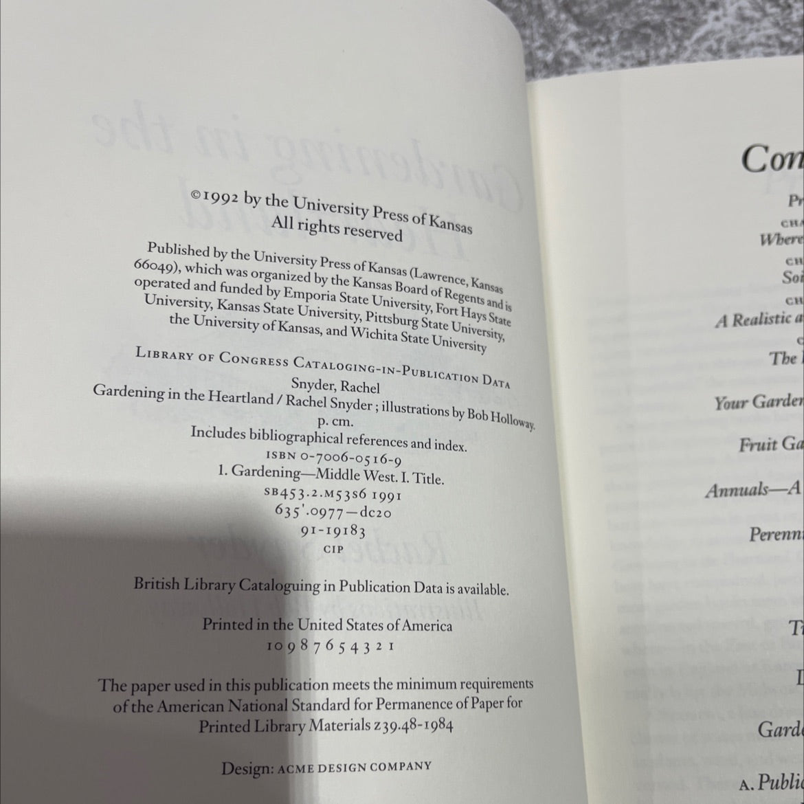 gardening in the heartland book, by rachel snyder, 1992 Hardcover image 3