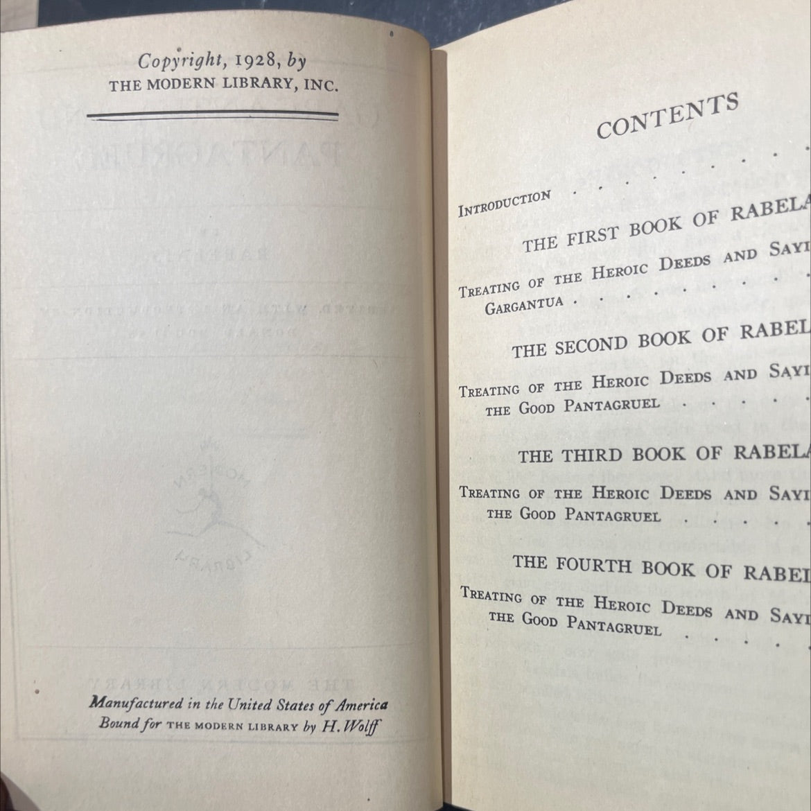 gargantua and pantagruel book, by rabelais, 1928 Hardcover image 3