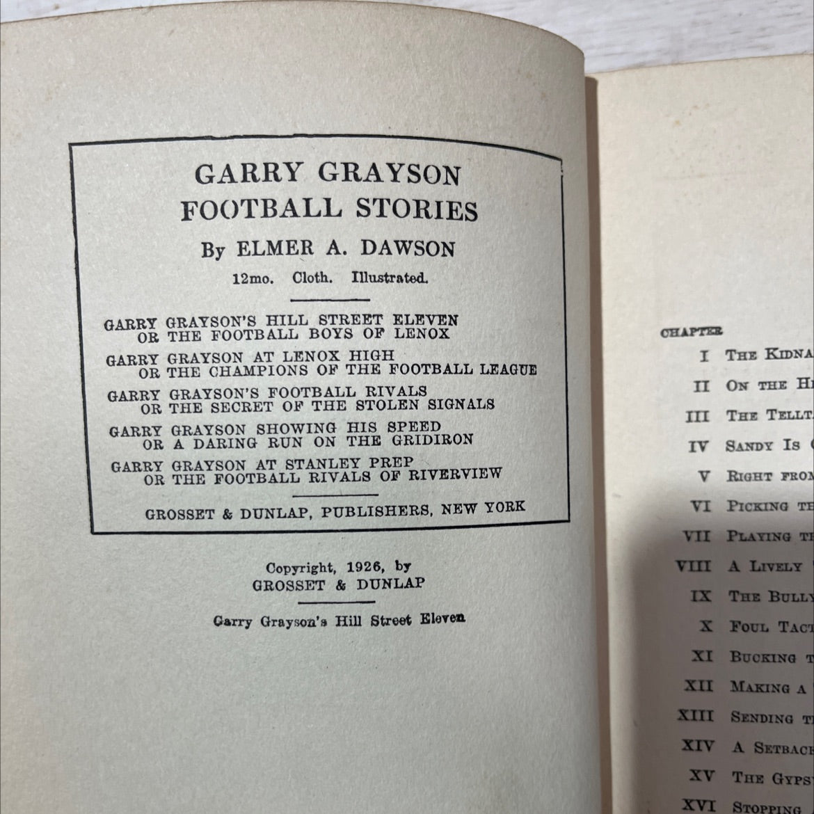 garry grayson's hill street eleven or the football boys of lenox book, by elmer a. dawson, 1926 Hardcover, Antique, image 3