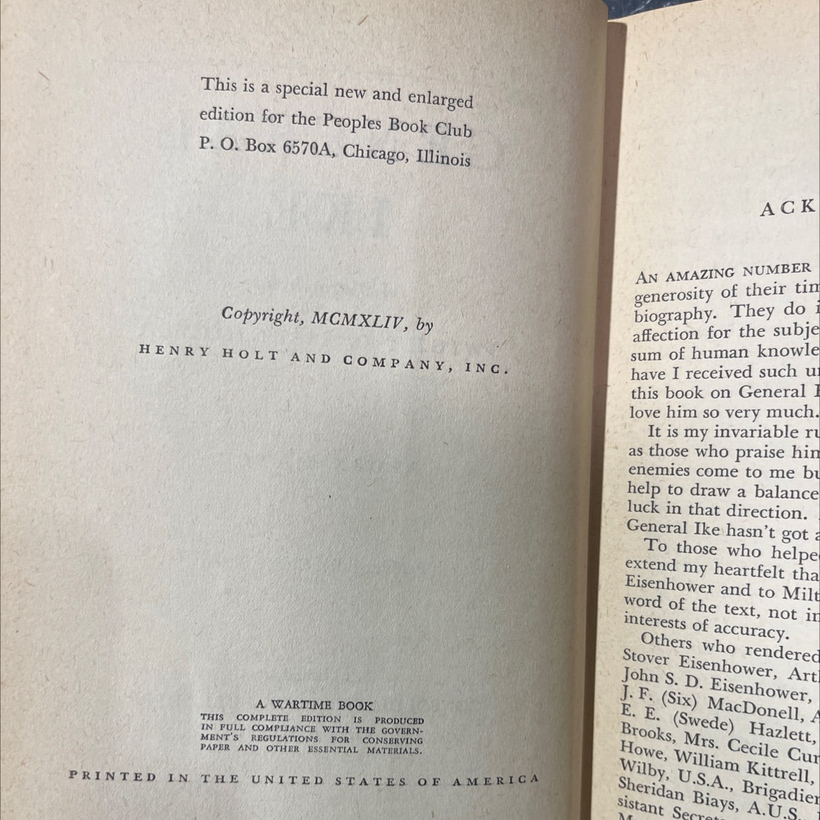 general ike a biography of dwight d. eisenhower book, by alden hatch, 1944 Hardcover image 3