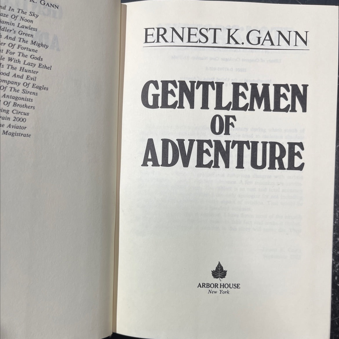 gentlemen of adventure book, by ernest k. gann, 1983 Hardcover image 2