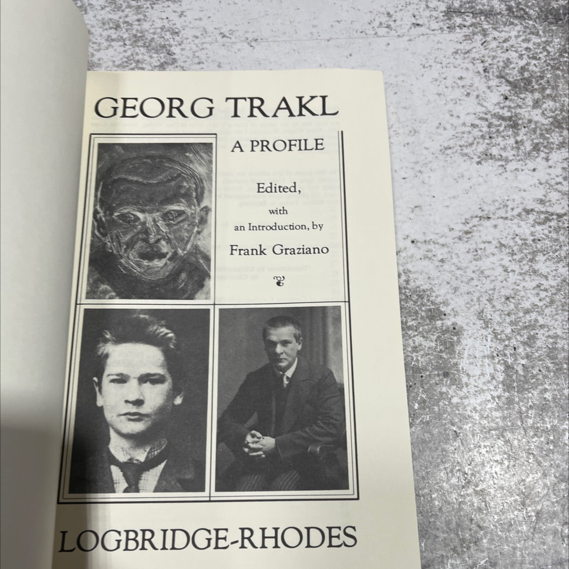 georg trakl a profile book, by frank graziano, 1983 Paperback image 2