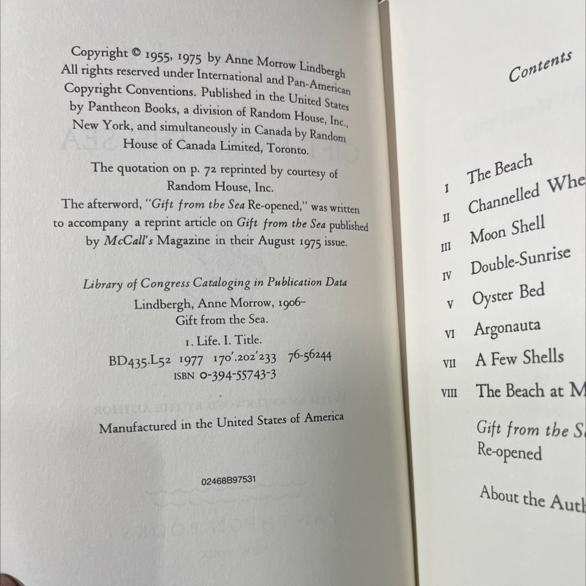 gift from the sea book, by Anne Morrow Lindbergh, 1975 Hardcover image 3