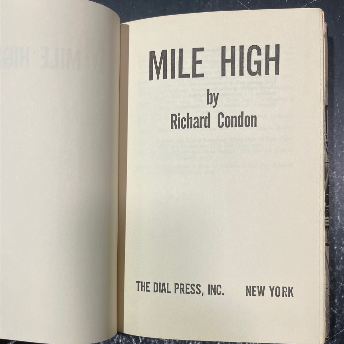gih sum mile high book, by Richard Condon, 1969 Hardcover image 2