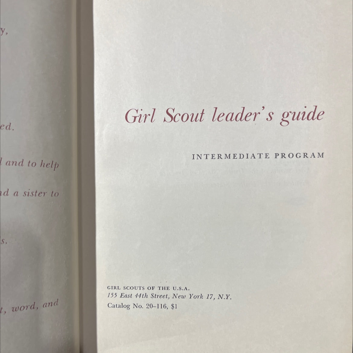 girl scouts leader's guide intermediate program book, by girl scouts of the u.s.a., 1955 Hardcover image 2
