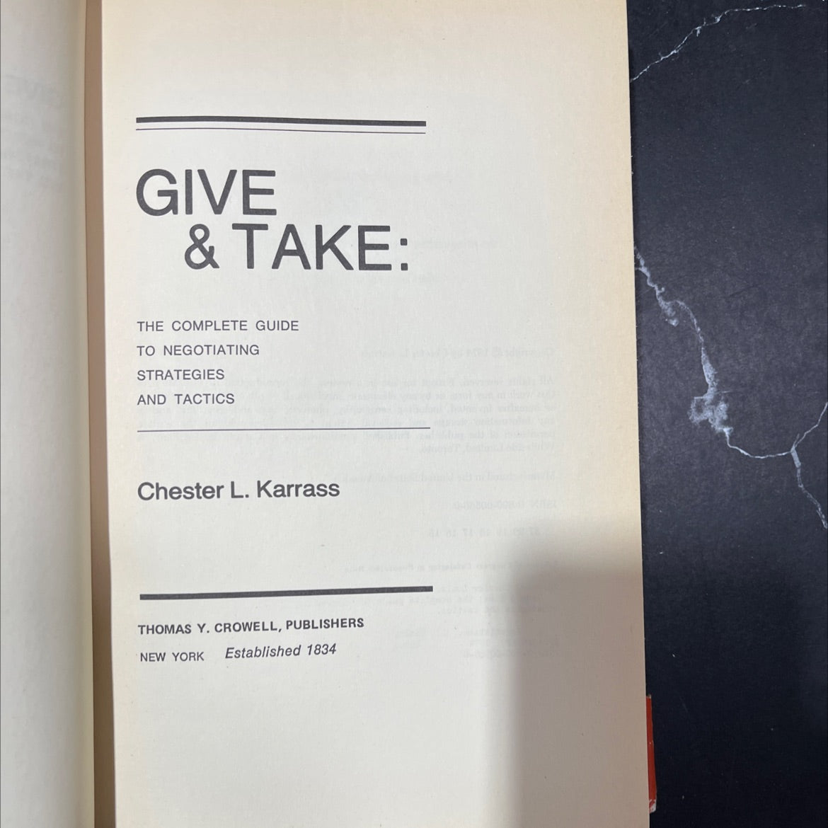 give & take: the complete guide to negotiating strategies and tactics book, by Chester L. Karrass, 1974 Hardcover image 2