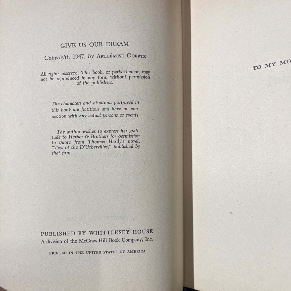 give us our dream book, by arthémise goertz, 1947 Hardcover image 3