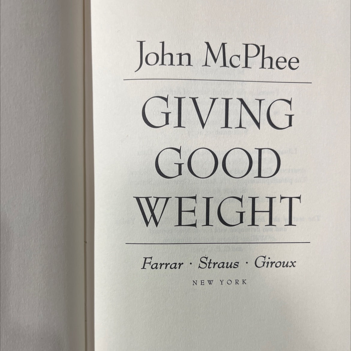 giving good weight book, by John McPhee, 1979 Hardcover image 2