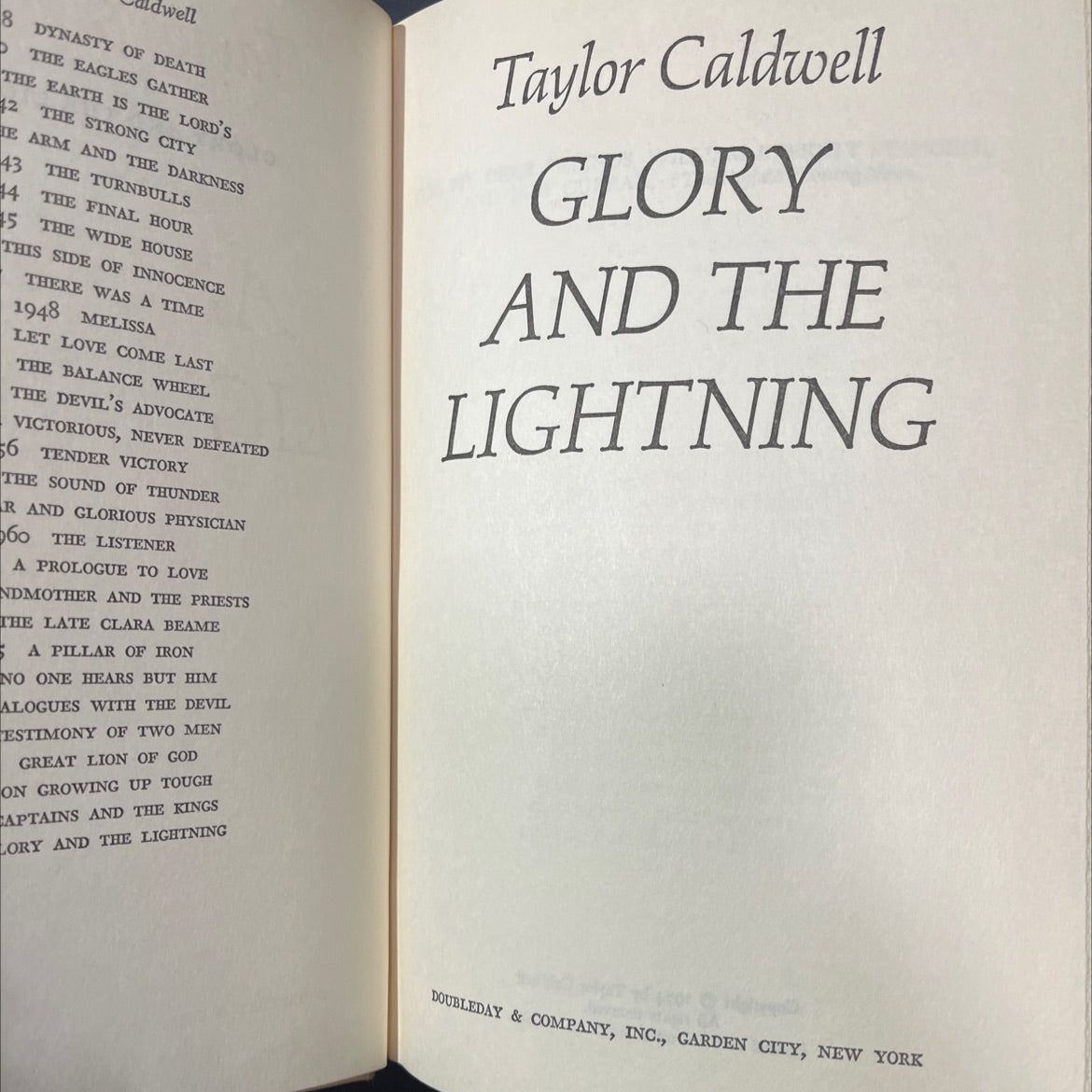 glory and the lightning book, by Taylor Caldwell, 1974 Hardcover image 2