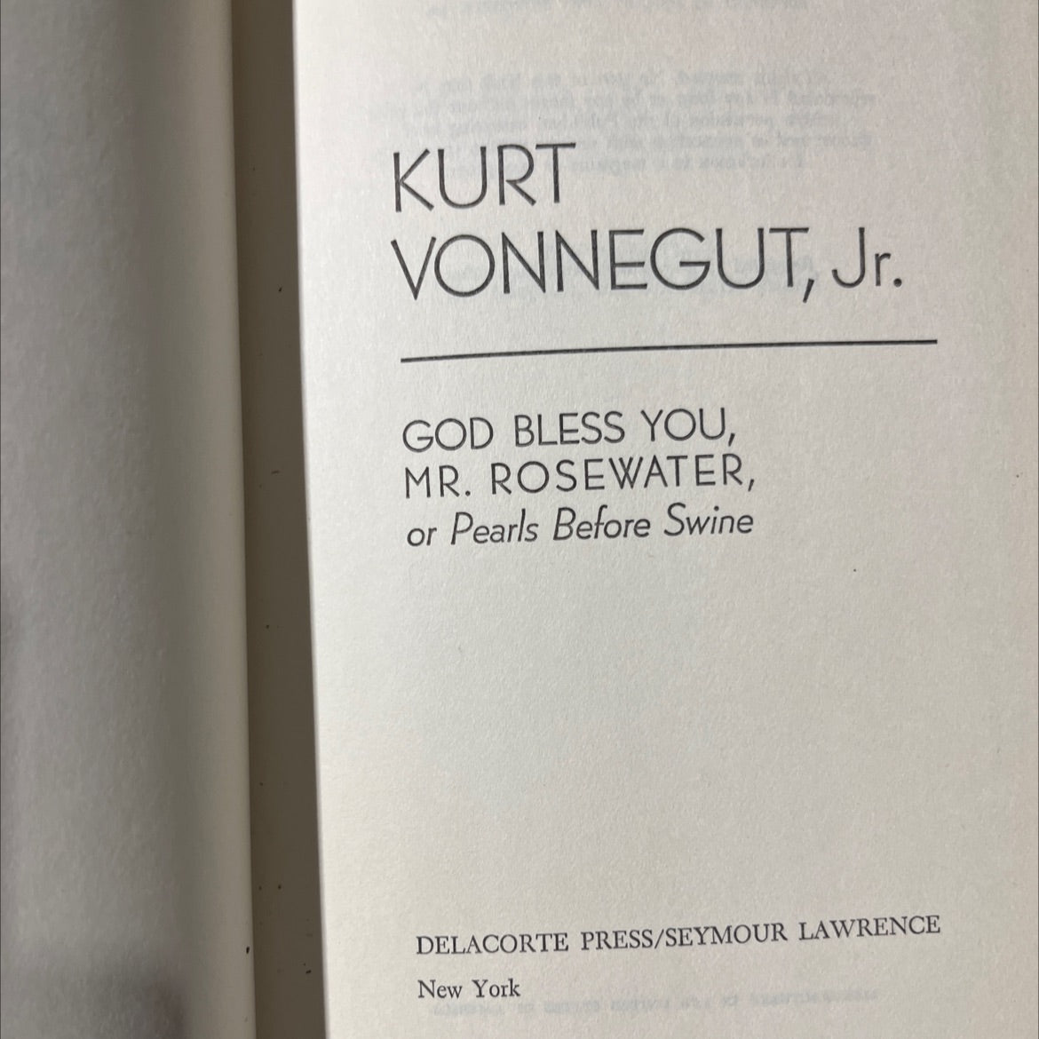 god bless you, mr. rosewater, or pearls before swine book, by kurt vonnegut, jr., 1965 Hardcover image 2
