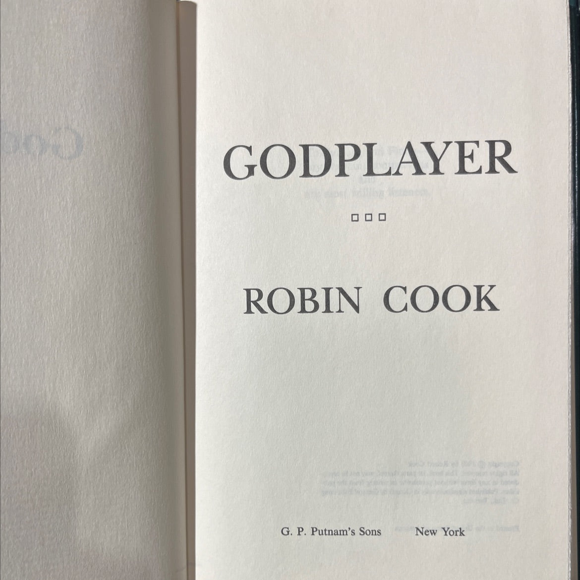 godplayer book, by robin cook, 1983 Hardcover image 2