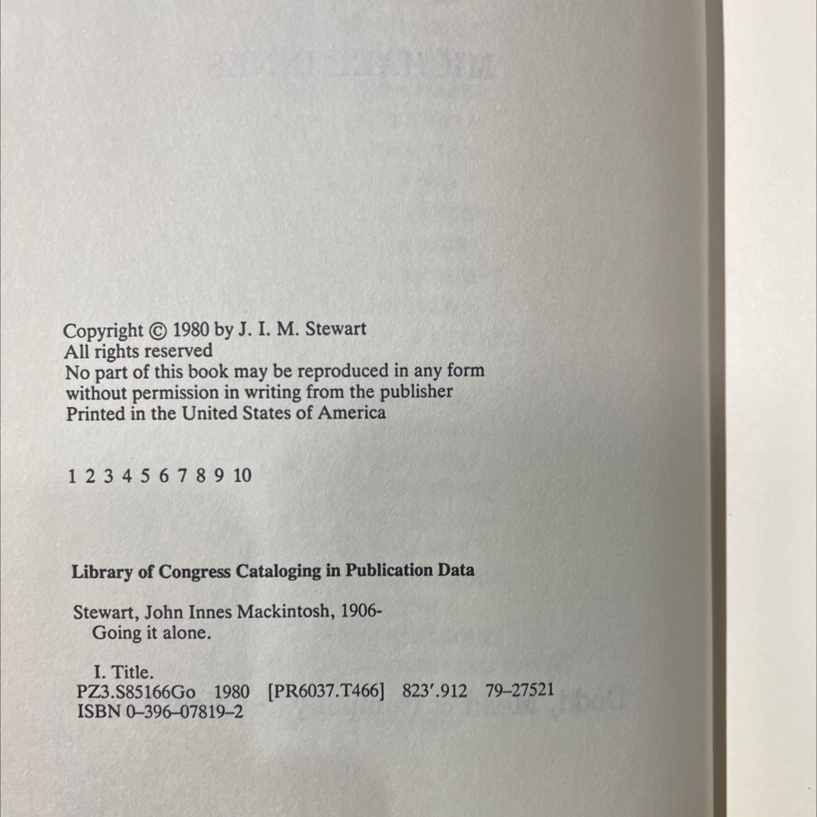 going it alone book, by michael innes, 1980 Hardcover image 3