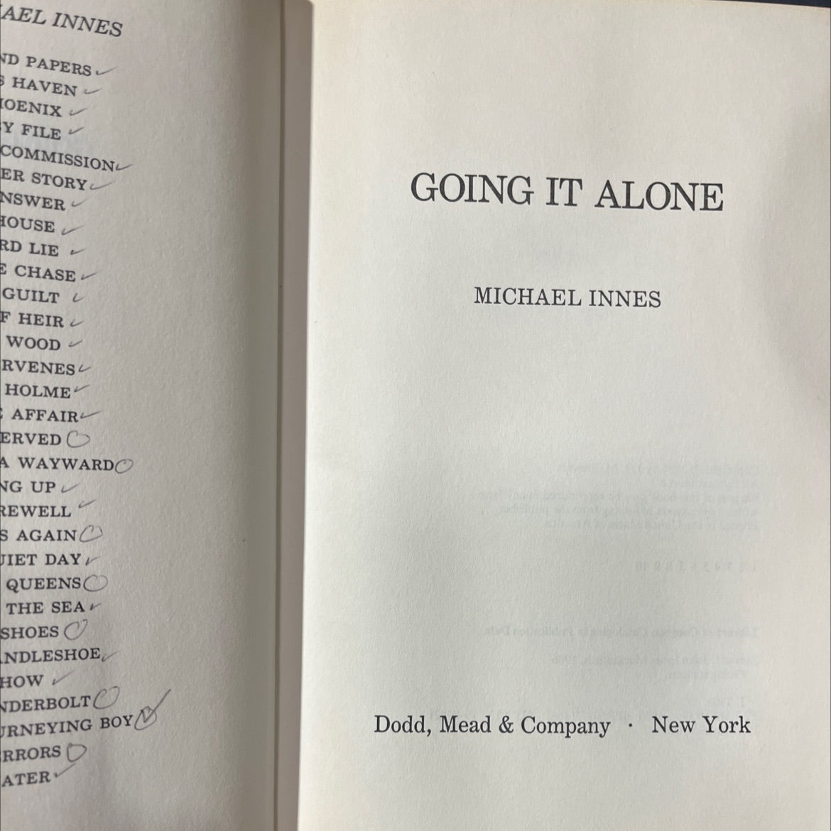 going it alone book, by michael innes, 1980 Hardcover image 2