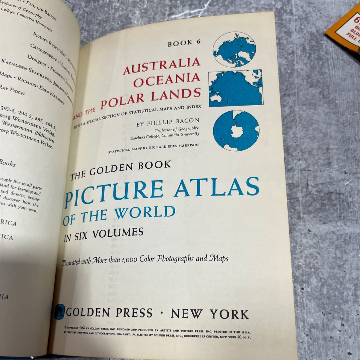 golden book picture atlas of the world in six volumes book, by philip bacon, 1960 Hardcover image 3