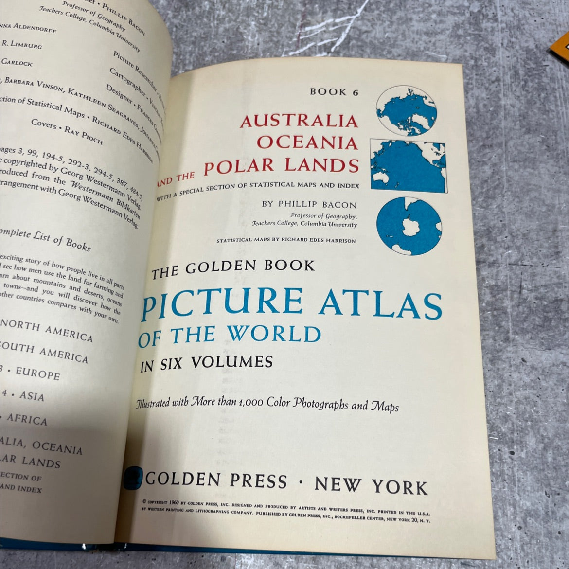 golden book picture atlas of the world in six volumes book, by philip bacon, 1960 Hardcover image 2
