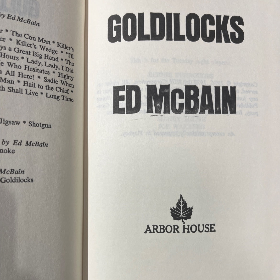 goldilocks book, by ed mcbain, 1977 Hardcover image 2