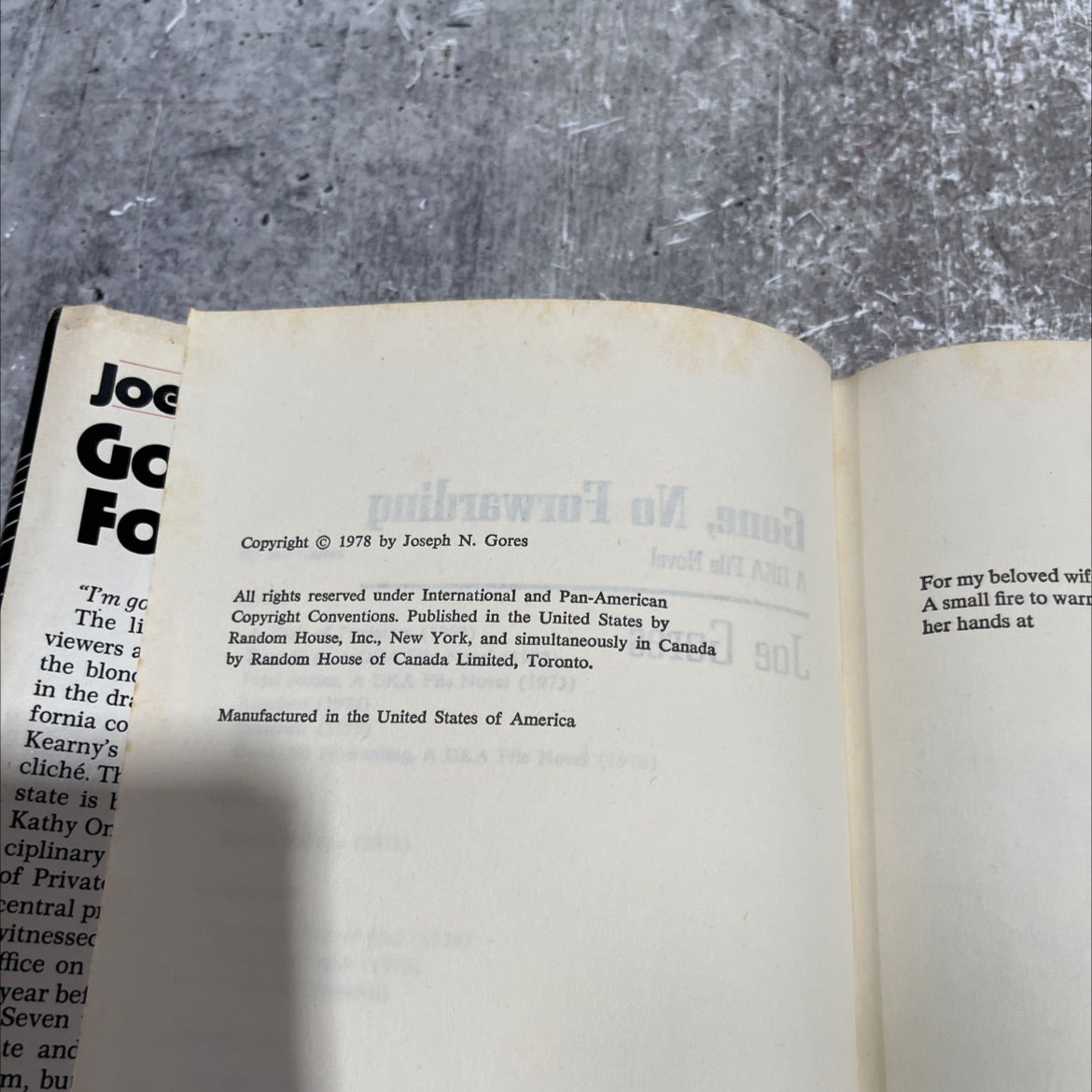 gone, no forwarding book, by Joe Gores, 1978 Hardcover image 3