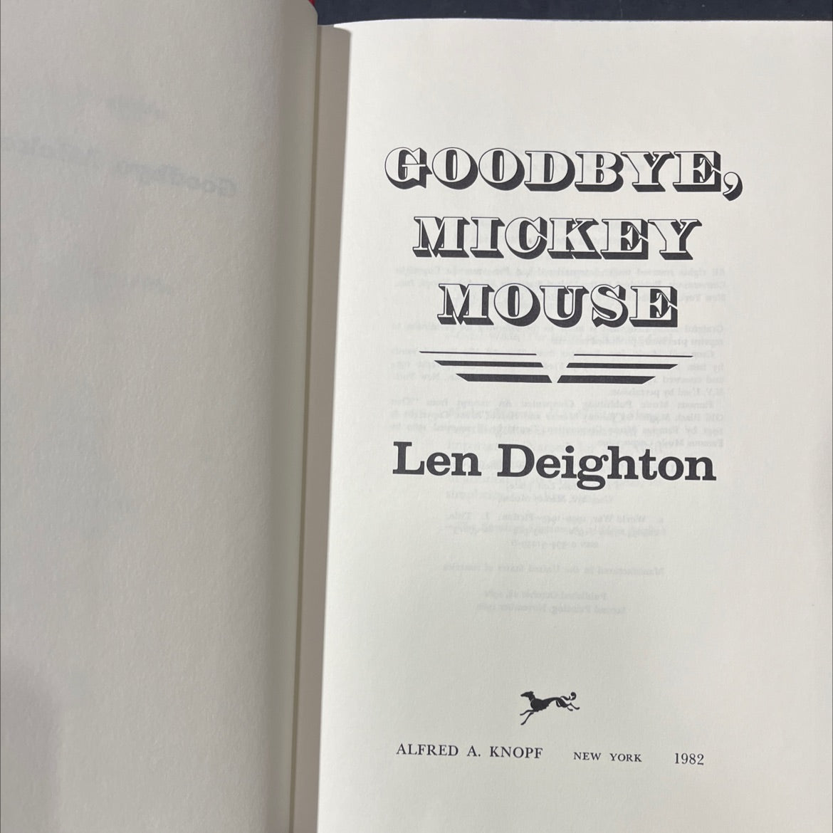 goodbye, mickey mouse book, by Len Deighton, 1982 Hardcover image 2