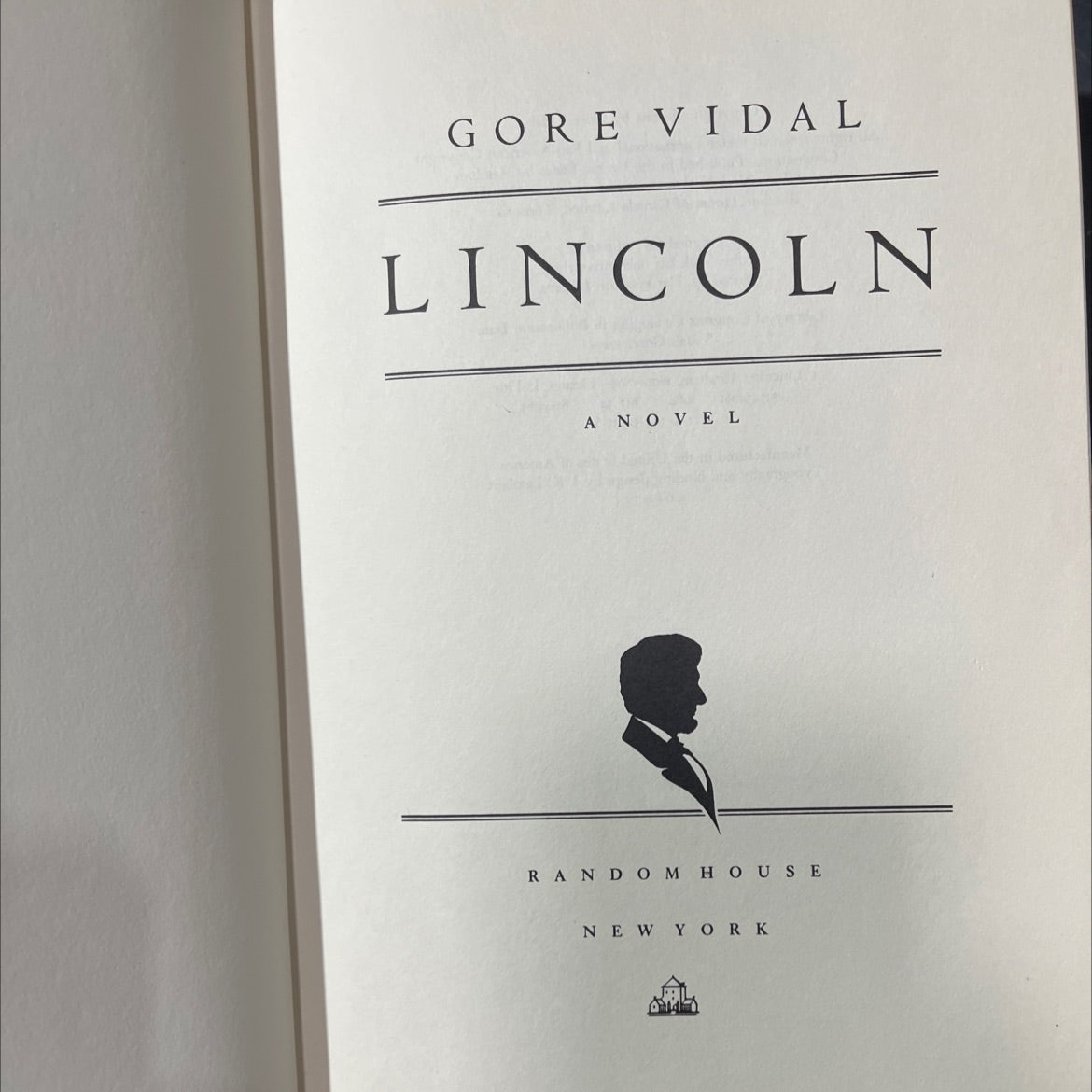 gore vidal lincoln a novel book, by Gore Vidal, 1984 Hardcover image 2