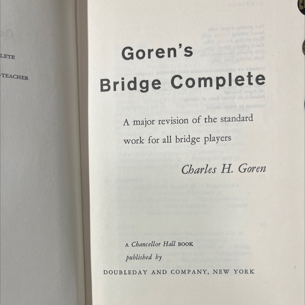 goren's bridge complete book, by charles h. goren, 1965 Hardcover image 2