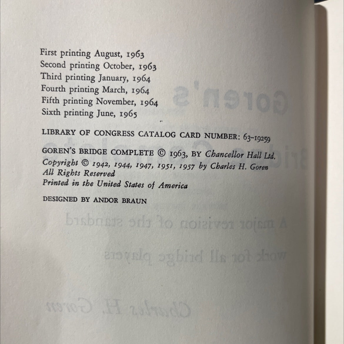 goren's bridge complete book, by charles h. goren, 1965 Hardcover image 3