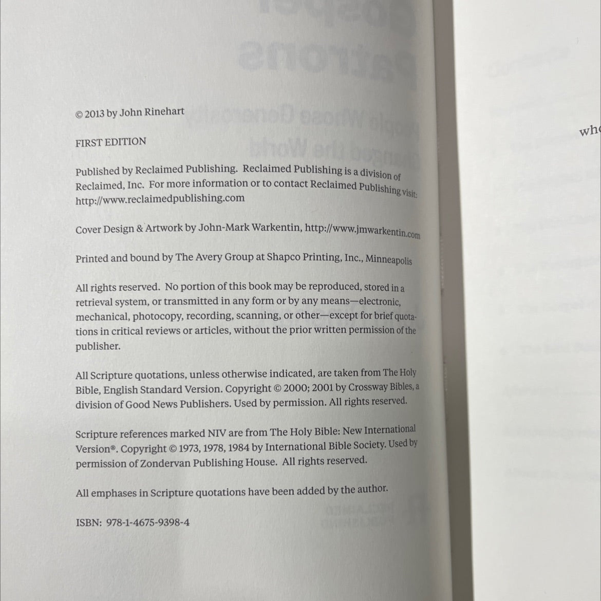 SIGNED gospel patrons people whose generosity changed the world book, by John Rinehart, 2013 Hardcover image 3