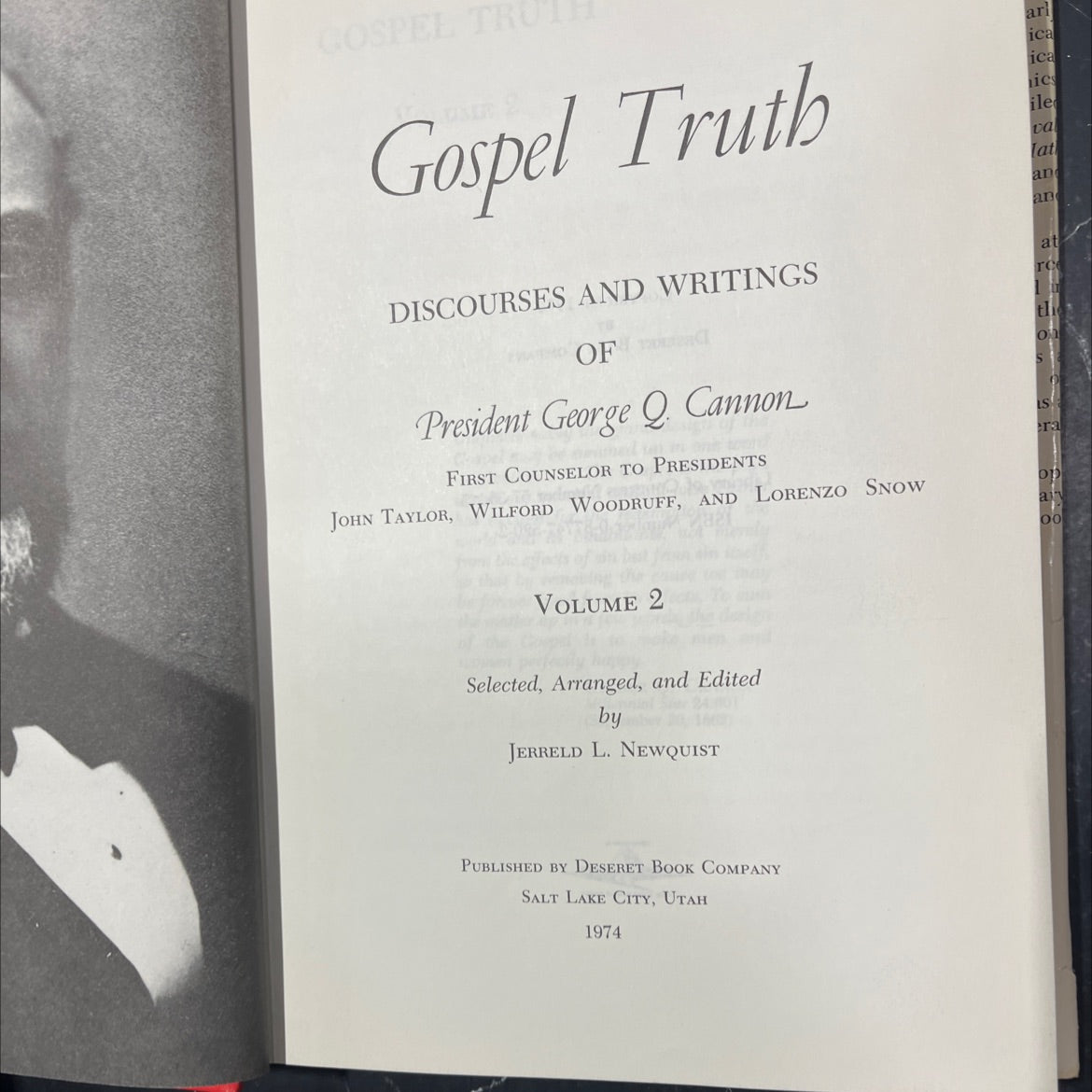gospel truth book, by george q cannon, 1974 Hardcover image 2