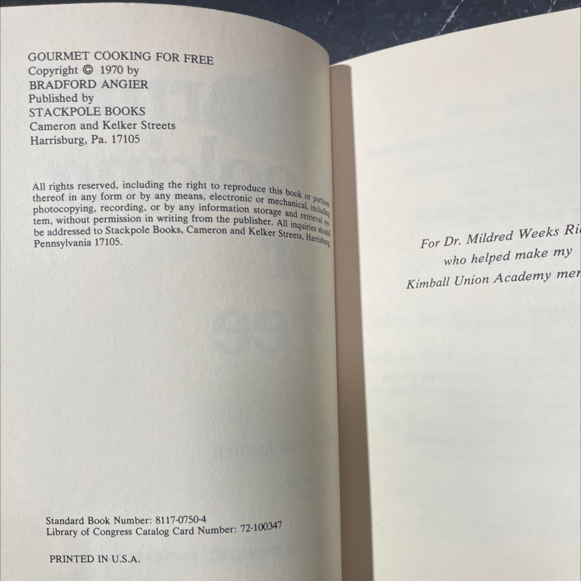 gourmet cooking for free book, by bradford angier, 1970 Hardcover image 3