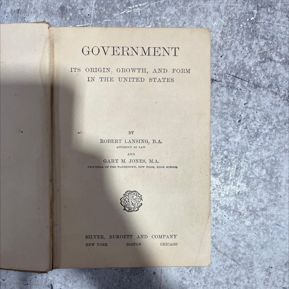 government its origin, growth, and form in the united states book, by robert lansing, gary m. jones, 1902 Hardcover image 2