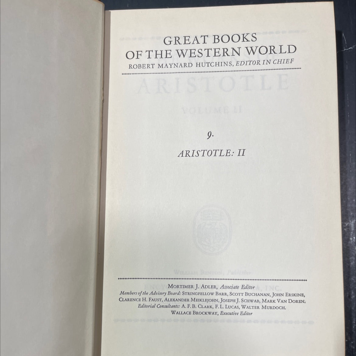 great books of the western world aristotle ii book, by aristotle, 1952 Hardcover image 2