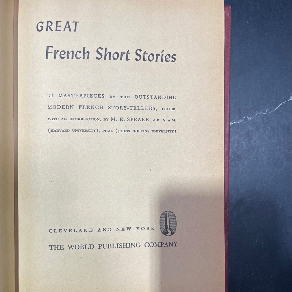 great french short stories book, by m. e. speare, 1946 Hardcover image 2