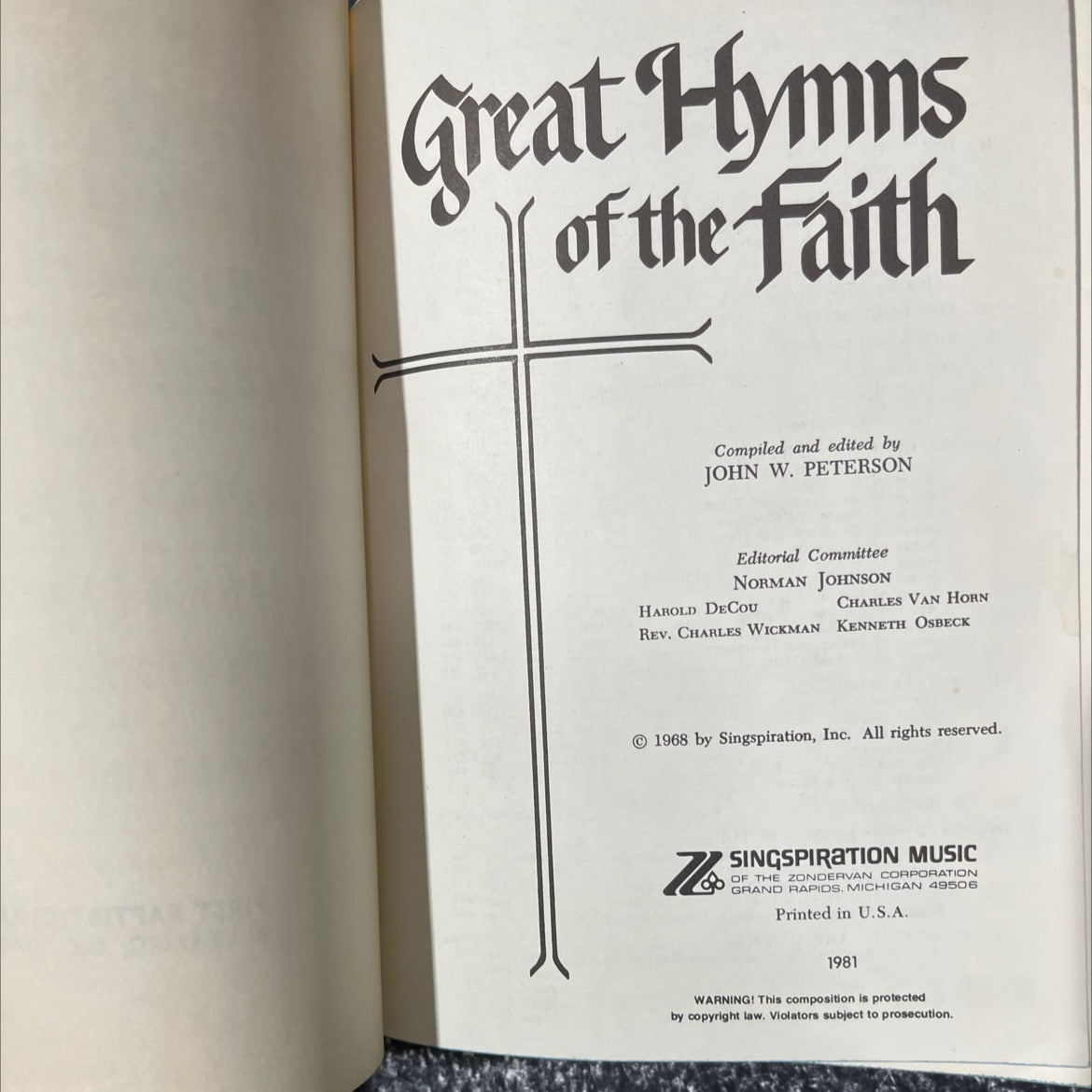 great hymns of the faith book, by john w. peterson, 1981 Hardcover image 2