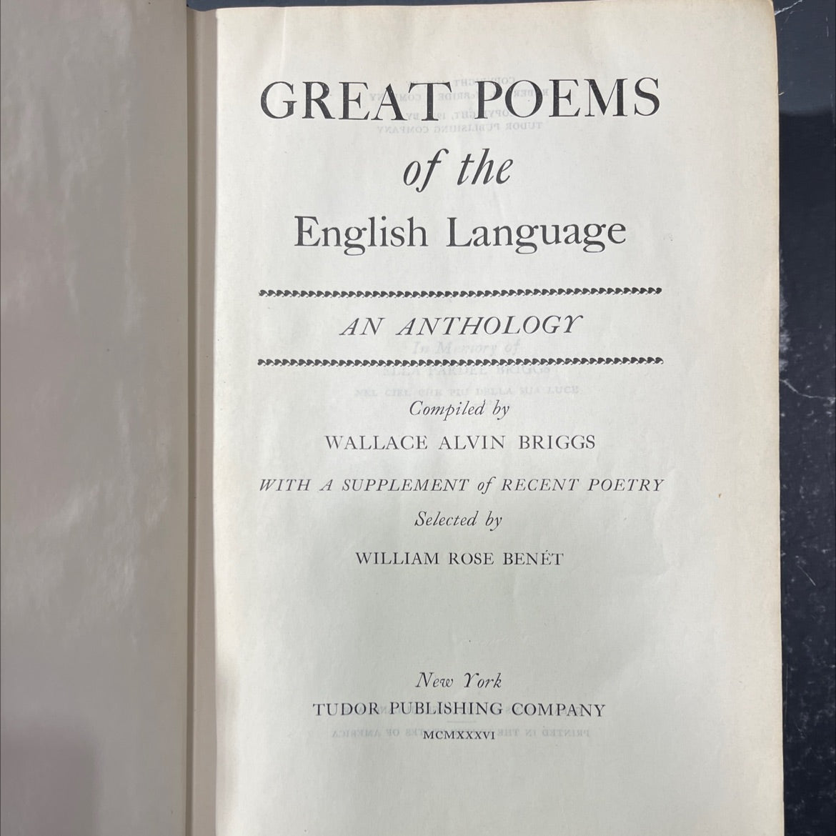 great poems of the english language an anthology book, by luce wallace, alvin briggs, 1936 Hardcover image 2