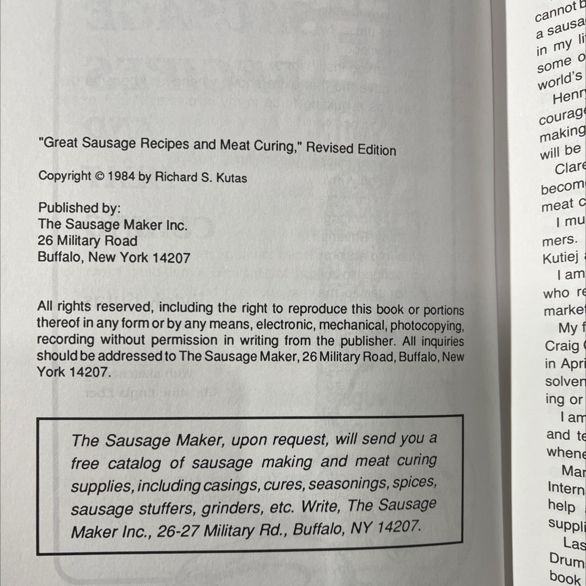 great sausage recipes and meat curing book, by rytek kutas, 1984 Hardcover image 3