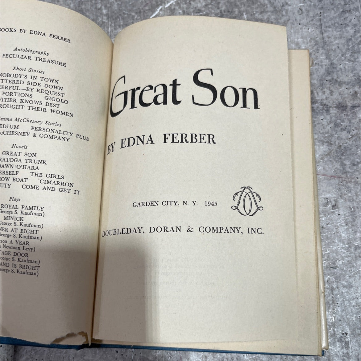 great son book, by edna ferber, 1945 Hardcover image 2